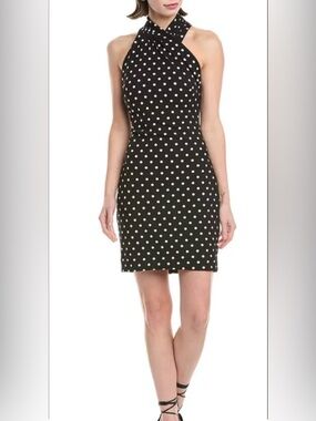 RACHEL Rachel Roy Black and White Polka Dot Halter Mini Dress